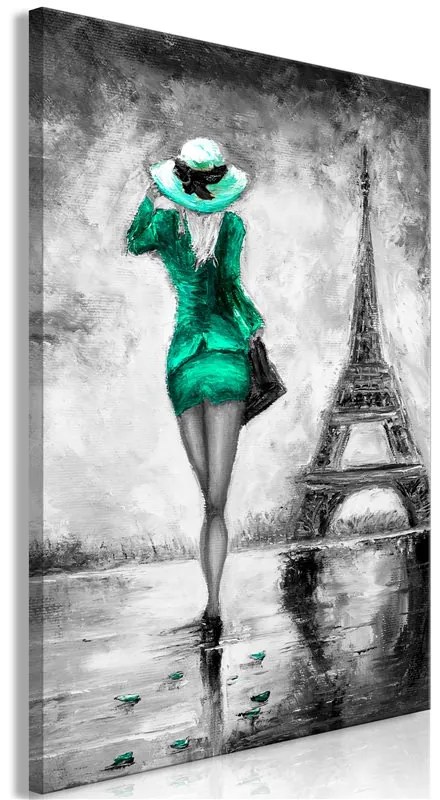 Quadro Parisian Woman (1 Part) Vertical Green  Colore Verde, Dimensioni e Misure 60x90