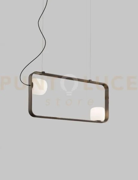 Groove sospensione 90 bianco satinato bronzo opaco 2 luci attacco  e14