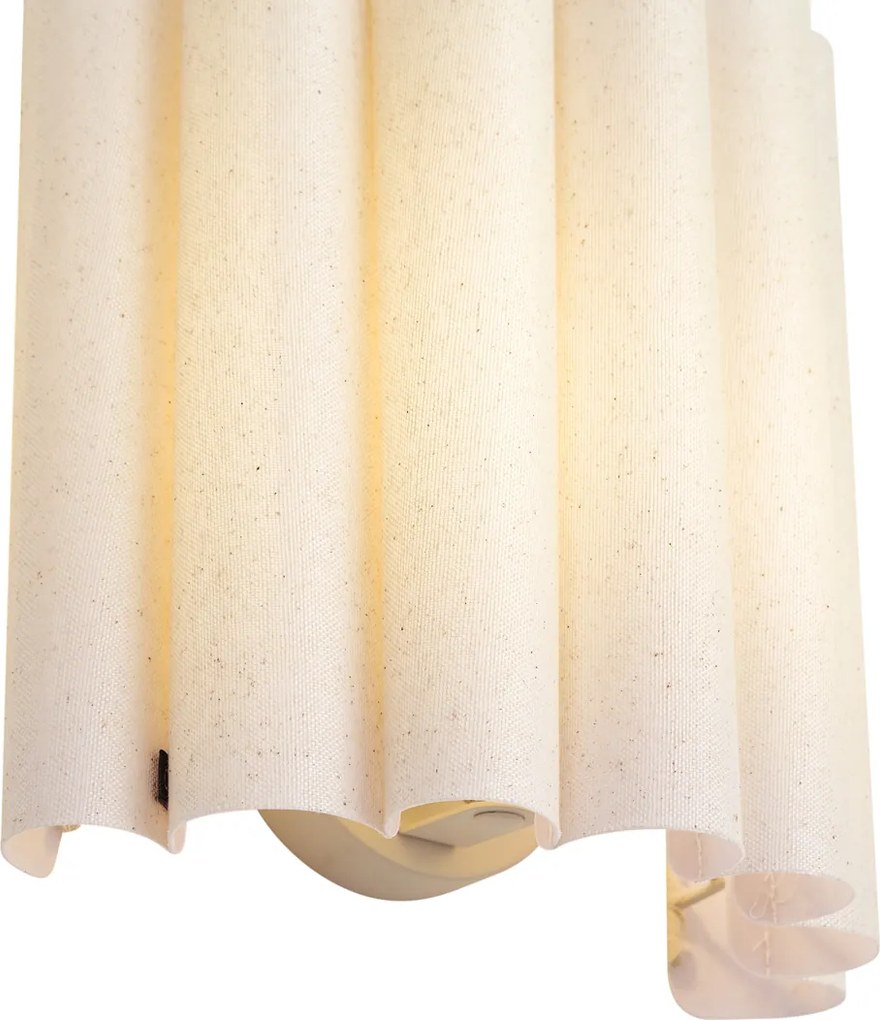 Lampada da parete Japandi Beige con lino 26 cm - Scallop