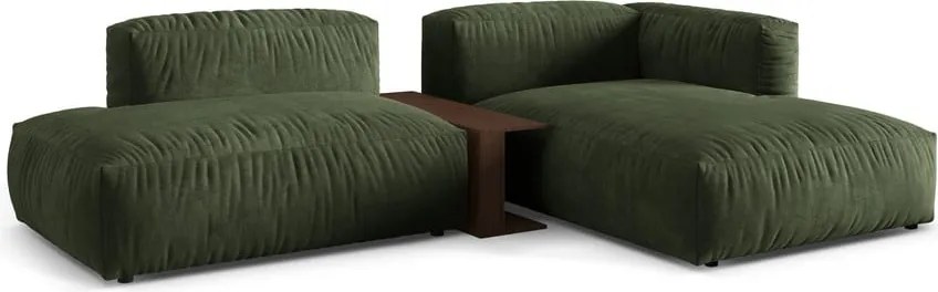 Divano angolare componibile verde (con penisola a destra/con chaise lounge) con rivestimento in velluto Martina – Micadoni