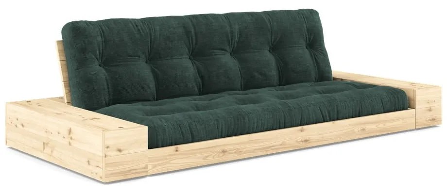 Divano letto in velluto a coste verde scuro 244 cm Base - Karup Design