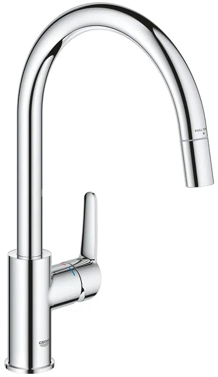 Rubinetto da cucina con doccetta a collo di cigno Start Clova Quickfix argento cromato lucido GROHE