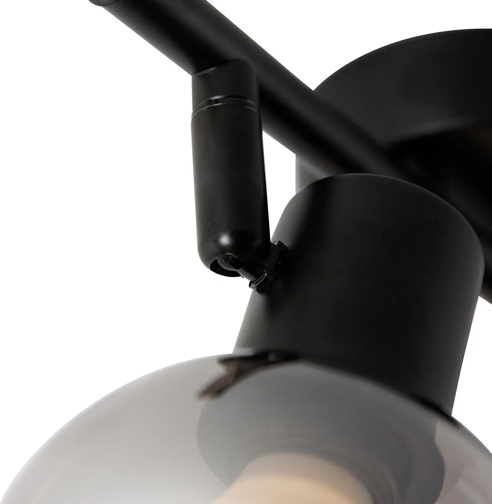 Plafoniera intelligente nera con vetro fumé incl. 2 Wifi P45 - Vidro