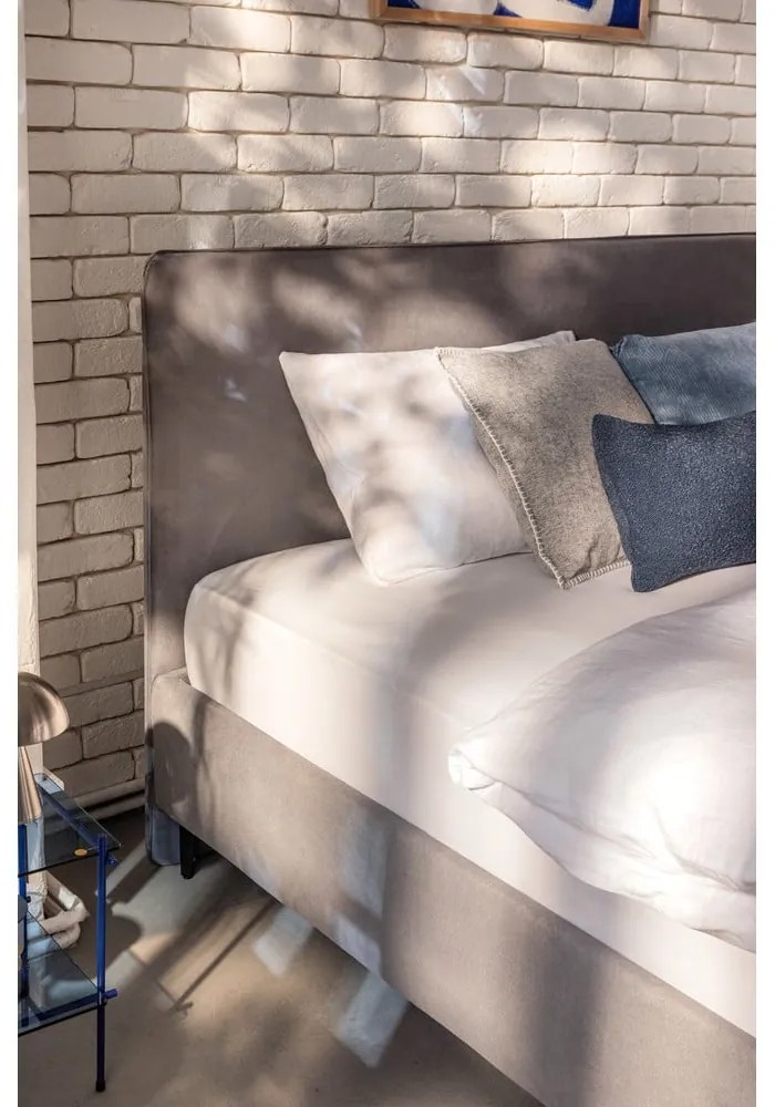 Letto matrimoniale imbottito grigio con rete inclusa 180x200 cm Noira Slim – Bonami Selection