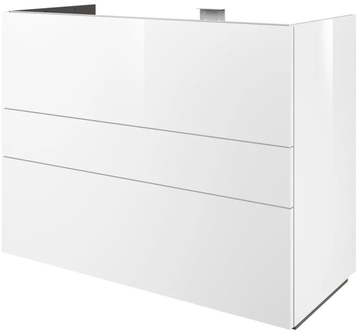 Mobile da bagno a terra L 105 x H 84 x P 48 cm bianco laccato lucido, 3 cassetti Apertura push-pull SENSEA Neo Line, Maniglie acquistabili separatamente
