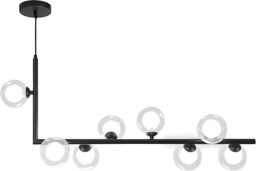Lampada Da Soffitto Metallico Industrial Di Vetro Nero APP754-8CP