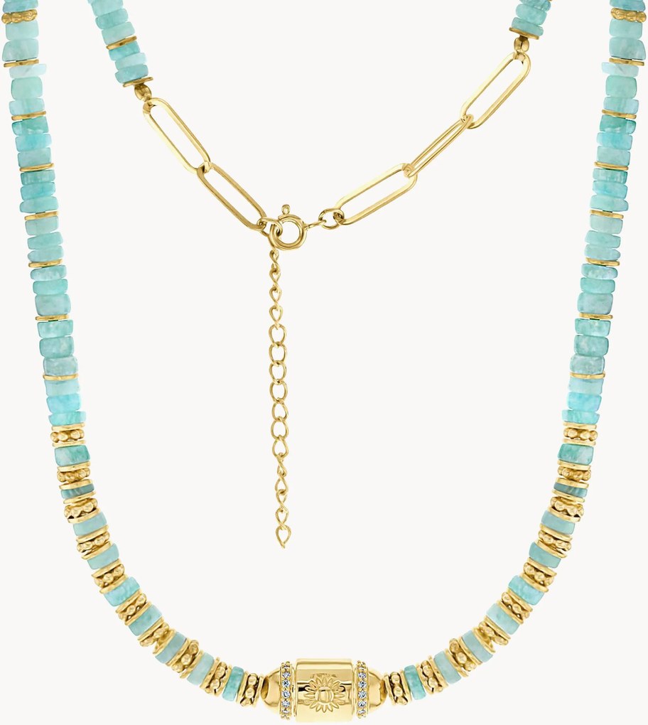 Collana placcata in oro con amazonite Neo