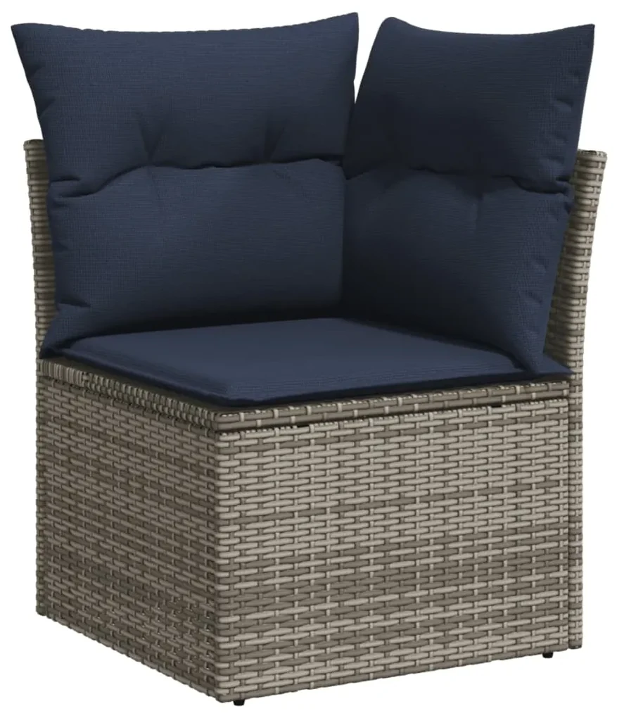 Set divani da giardino 13 pz con cuscini grigio in polyrattan