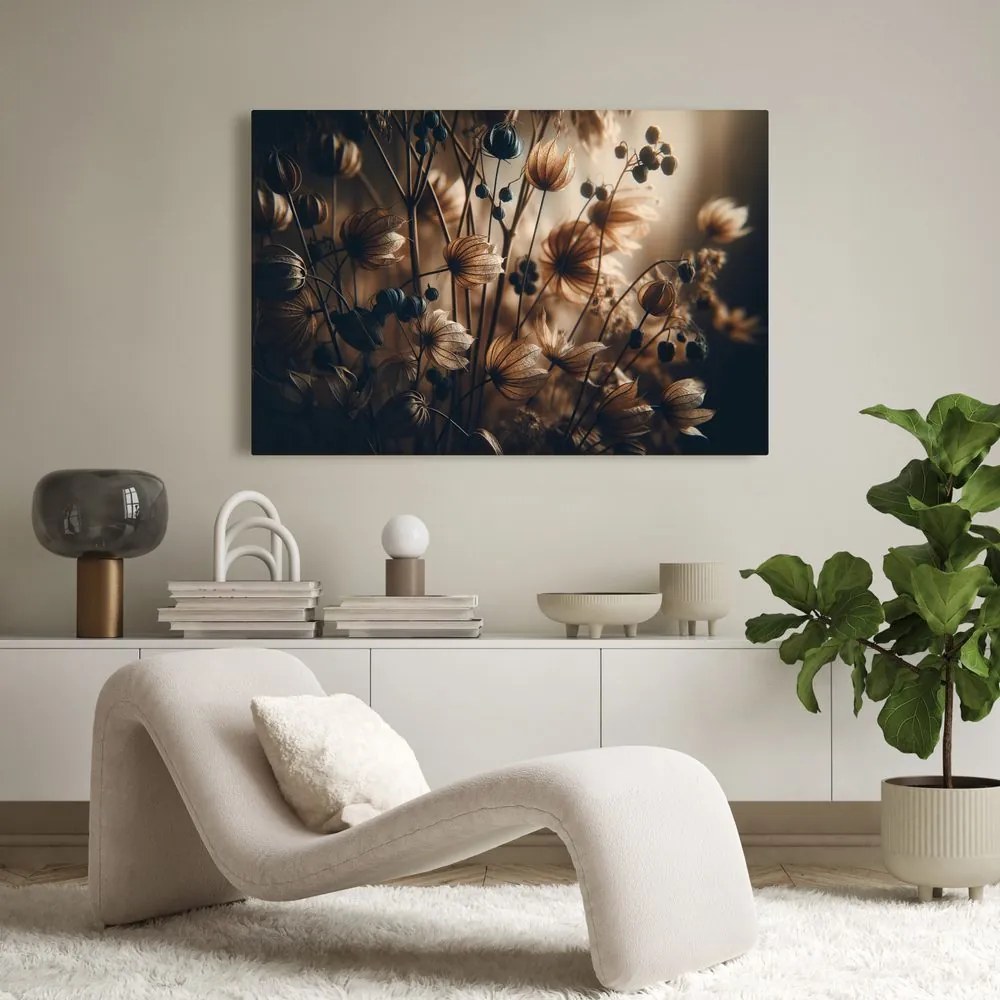 Quadro su tela – Fiori secchi in toni scuri