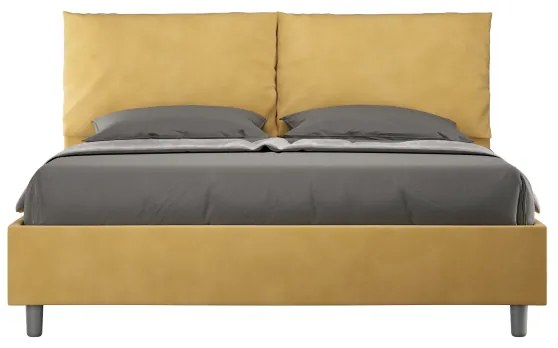 Letto matrimoniale e rete 160x200 in microfibra ocra Antea