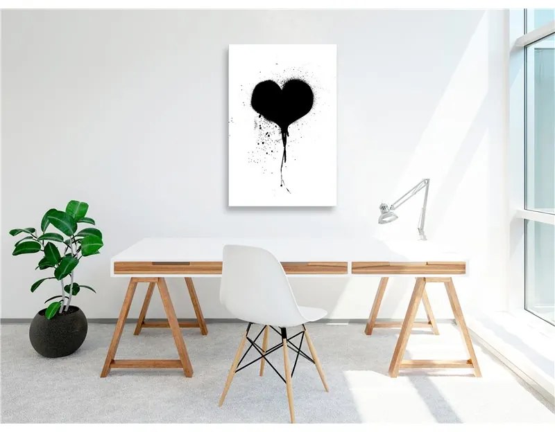 Quadro Destroyed Heart (1 Part) Vertical  Colore bianco e nero, Dimensioni e Misure 40x60