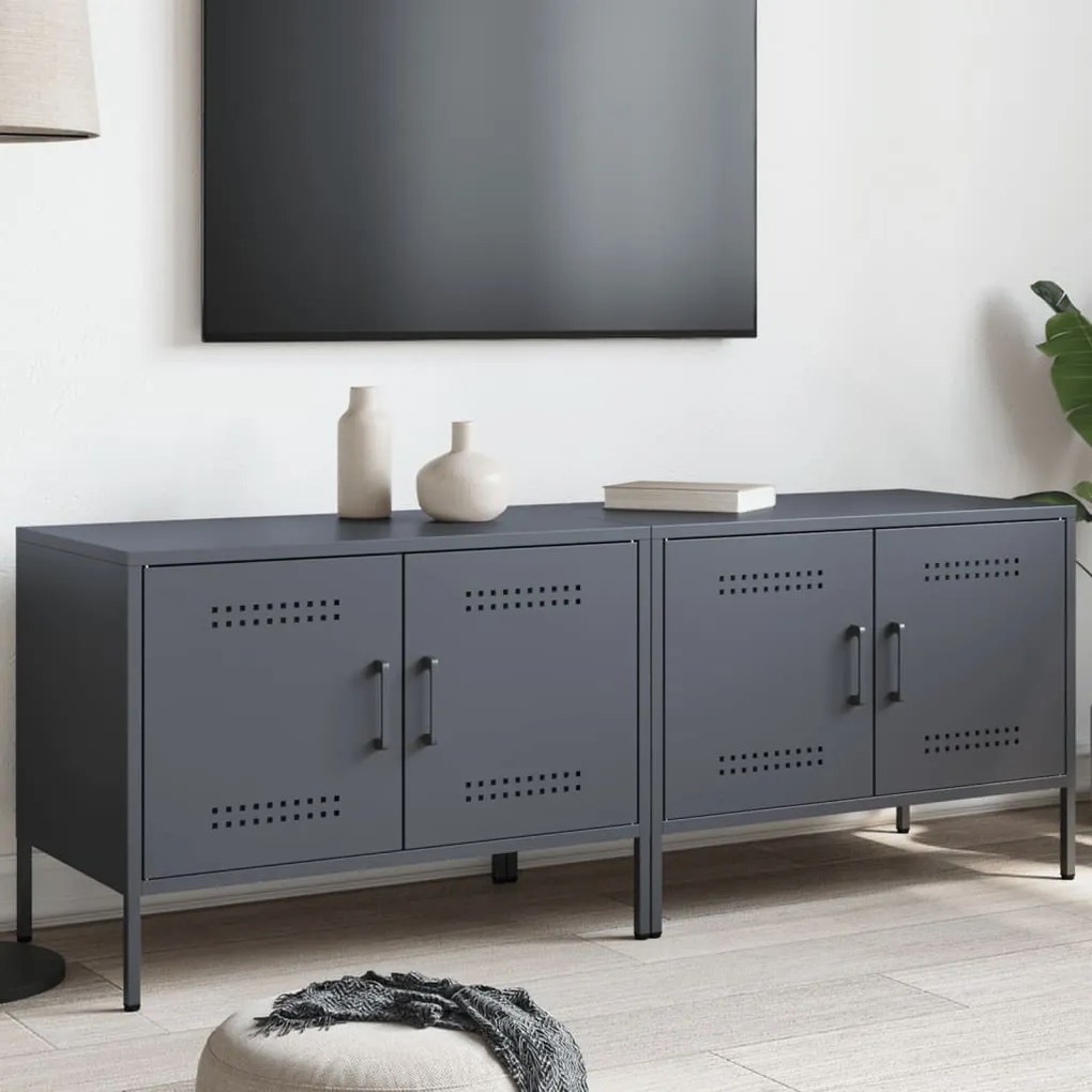 Mobili Tv 2pz Antracite 68x39x50,5 Cm İn Acciaio /