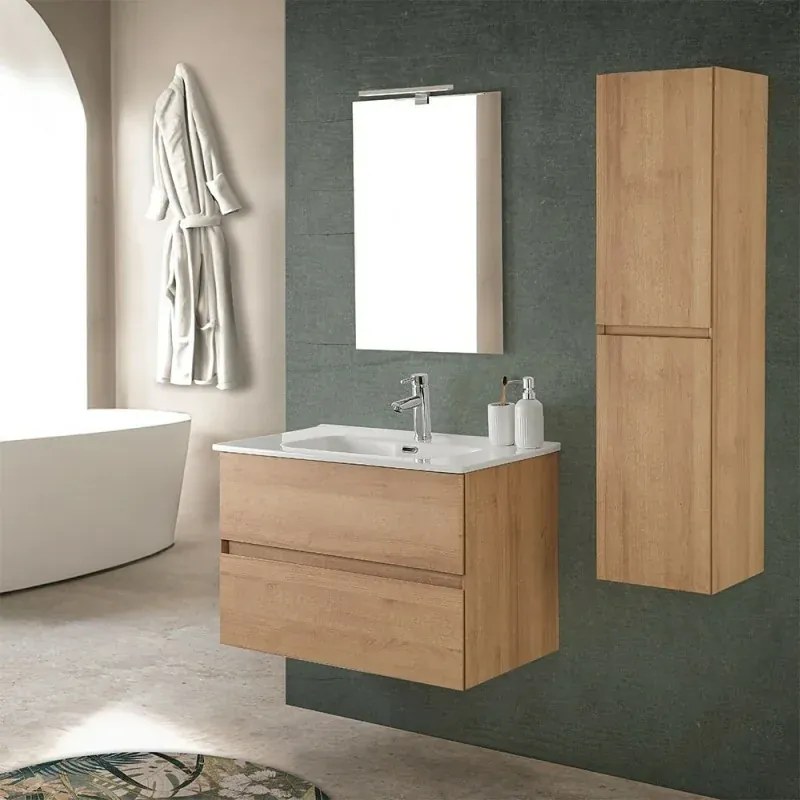 Colonna bagno sospesa 120 cm noce gold con ripiani regolabili Dafne