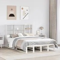 Letto Libreria senza Materasso Bianco 140x190 cm Legno Massello 3323948