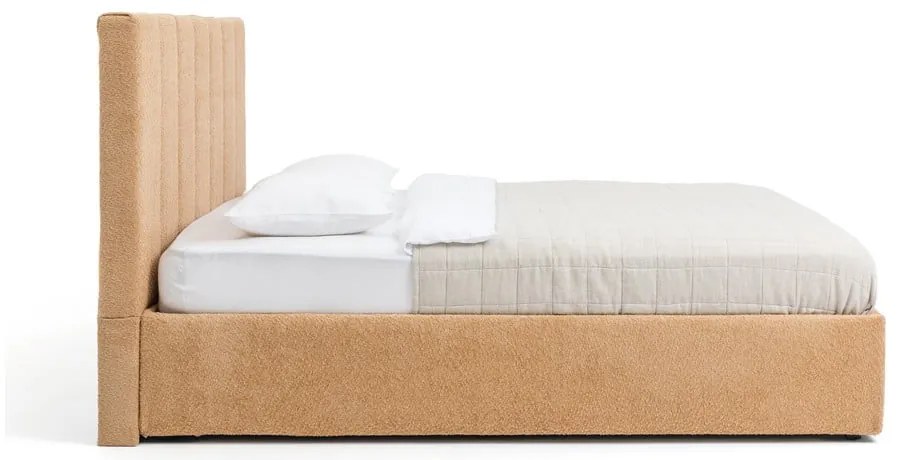 Letto matrimoniale imbottito color senape con contenitore, materasso e rete inclusi 160x200 cm Thessa Bold Line – Bonami Selection