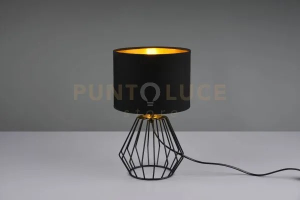 Chuck lampada da tavolo base gabbia metallo nero paralume nero oro ...