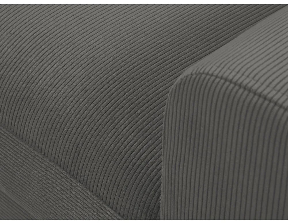 Divano letto angolare in velluto a coste grigio scuro, angolo sinistro Jazz - Kooko Home