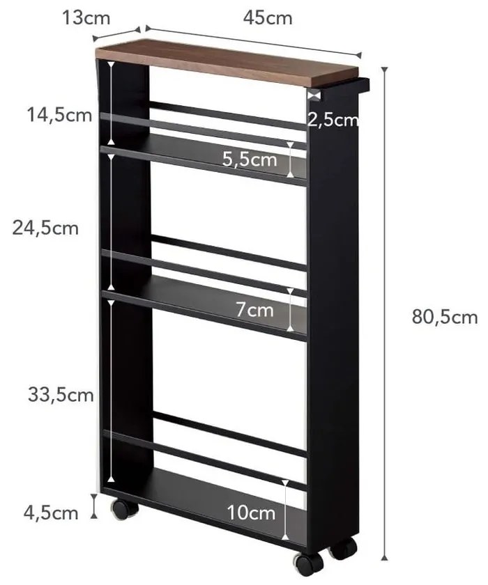 Mobile da bagno nero in metallo 47,5x81 cm Tower - YAMAZAKI