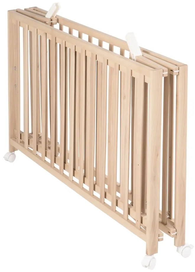 Lettino pieghevole su ruote in colore naturale 60x120 cm Fold up - Roba