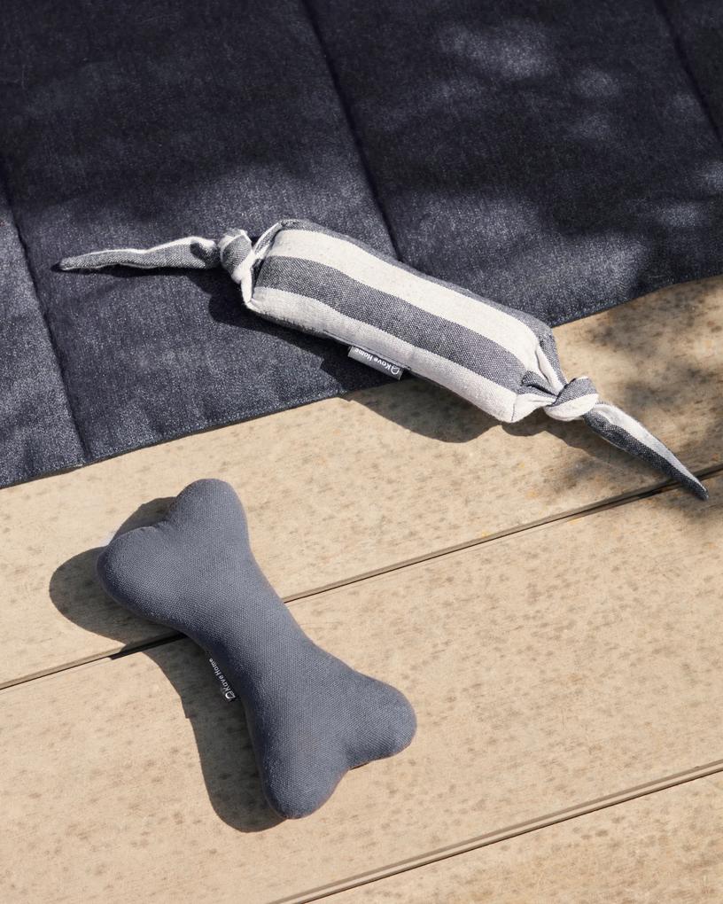 Kave Home - Set Tabby di 2 giocattoli per animali domestici combinato a strisce grigio e blu