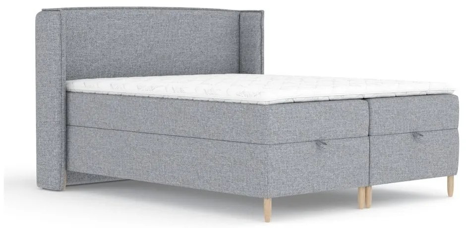 Letto boxspring grigio con spazio contenitivo 160x200 cm Monpelli - Maison de Rêve