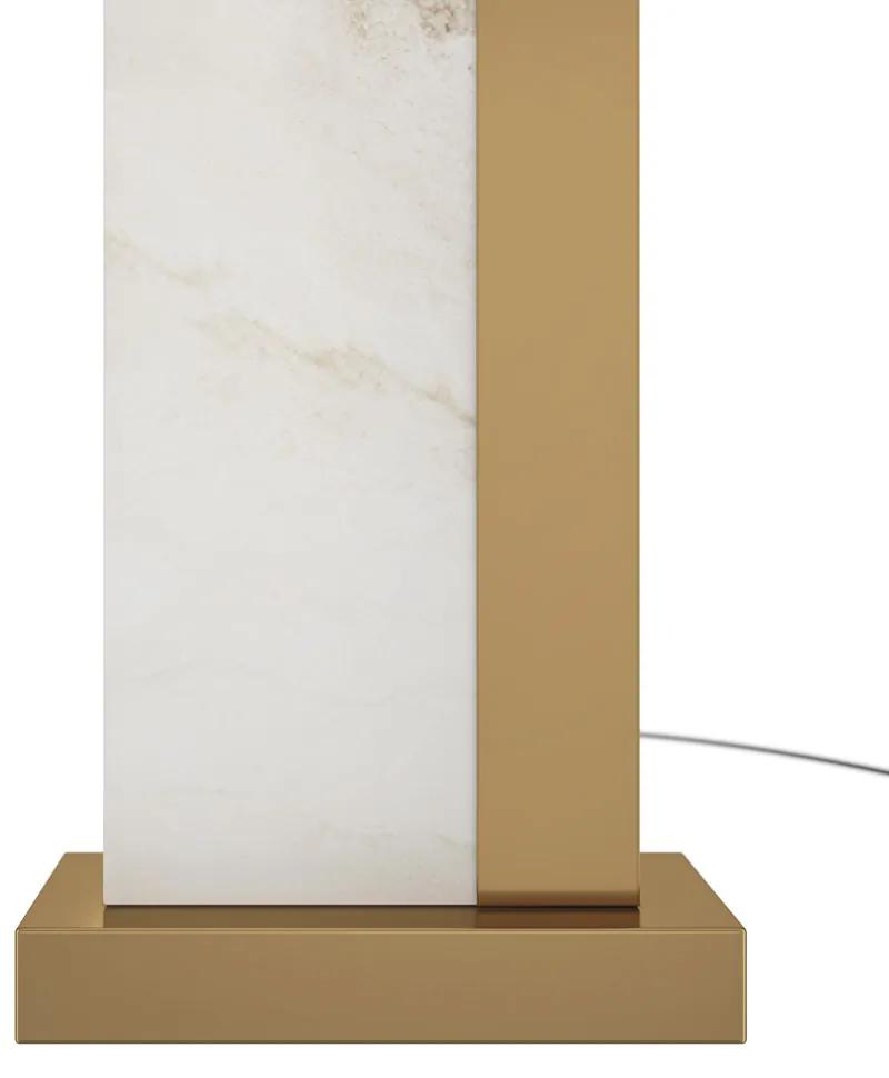Lampada Da Tavolo Moderno Bianco Metallo Ottone Paralume Tessuto Luce E27 60W