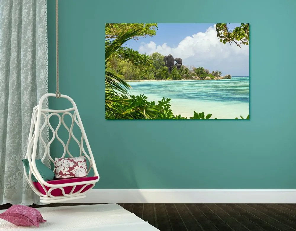 Quadro su tela – Spiaggia meravigliosa sull'isola di La Digue