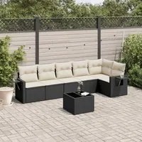 Set Divani da Giardino con Cuscini 7pz Nero Polyrattan 3252533