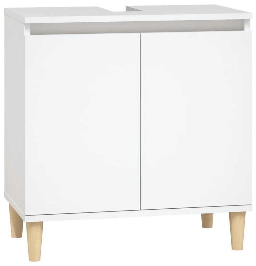 Set mobili da bagno 3 pz bianco in legno multistrato