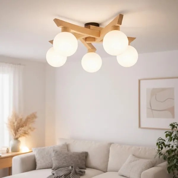 Plafoniera ANTONIO 5xG9/5W/230V rovere/bianco