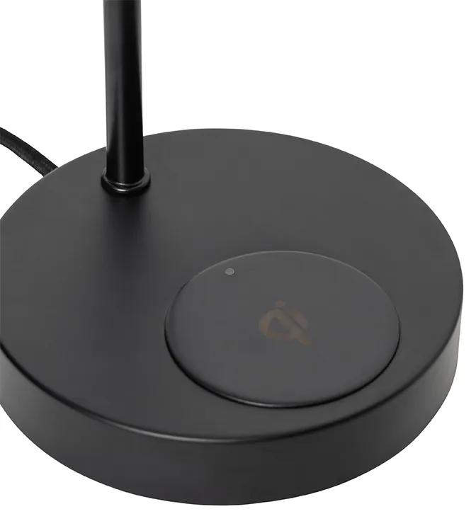 Lampada da tavolo moderna nera con ricarica wireless - Facil