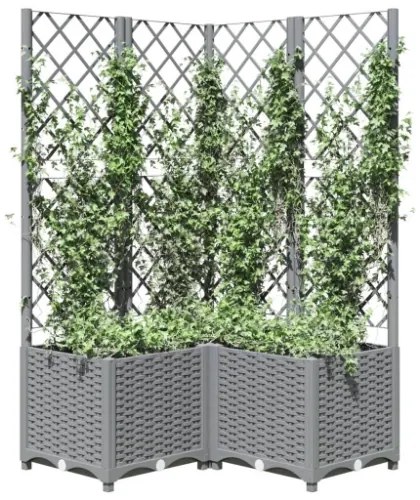 Fioriera da Giardino con Graticcio Grigio Chiaro 80x80x136cm PP