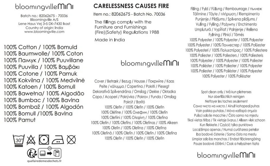 Cuscino per bambini in cotone 45x45 cm Colorine – Bloomingville Mini