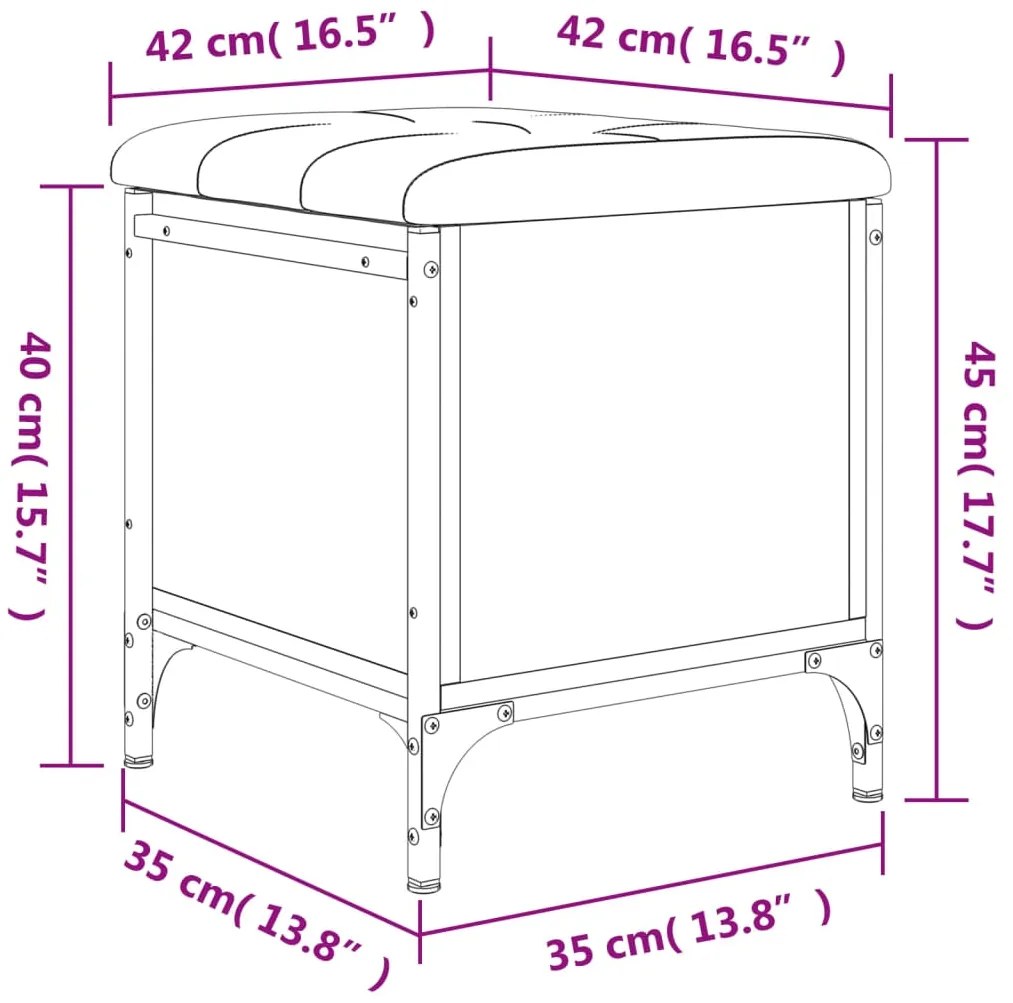 Panca Portaoggetti Rovere Marrone 42x42x45 cm Legno Multistrato