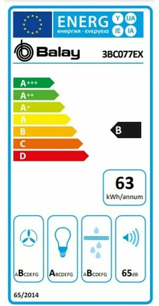 Cappa Classica Balay 3BC077EX 75 cm 720 m3/h 65 dB 255W Acciaio