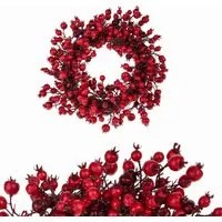 Corona di Natale con Bacche Rosse 35 cm Rosso