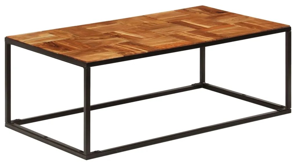 Tavolino 110x60x40 Cm İn Legno Massello Di Acacia E Acciaio /
