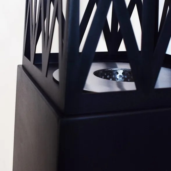 Camino a bioetanolo da giardino per esterno Vulcano Nero 40x40x145