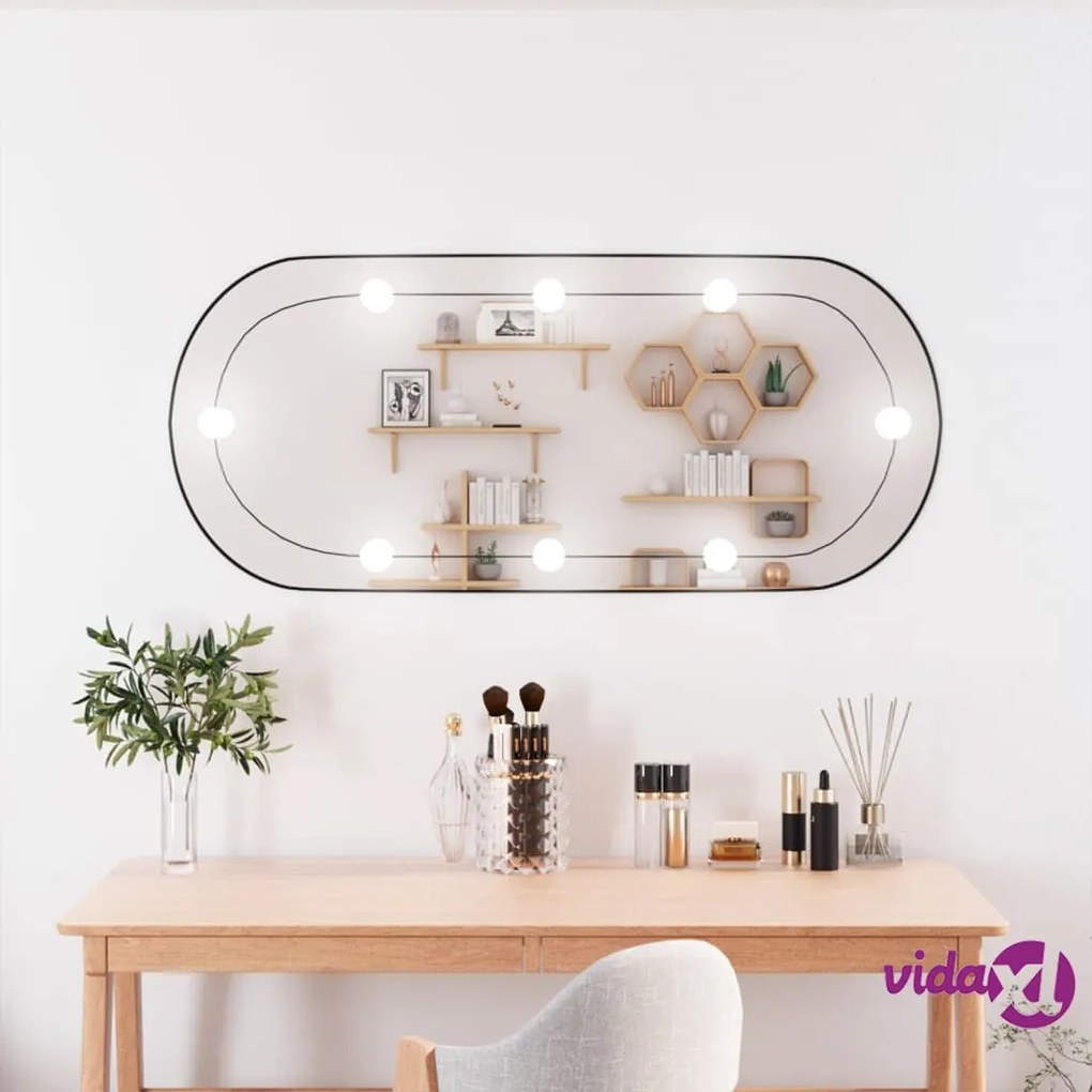 vidaXL Specchio da Parete con Luci LED 40x90 cm Vetro Ovale