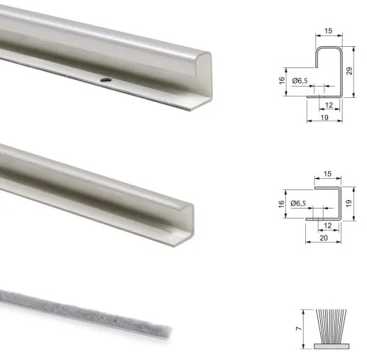 Sistema scorrevole per armadio 2 ante di spessore 16 mm, antideragliamento e con profili in alluminio cromato (pannelli non incl