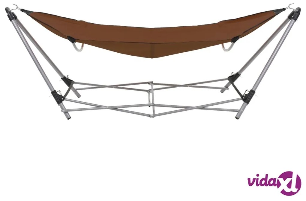 vidaXL Amaca con Supporto Pieghevole Marrone
