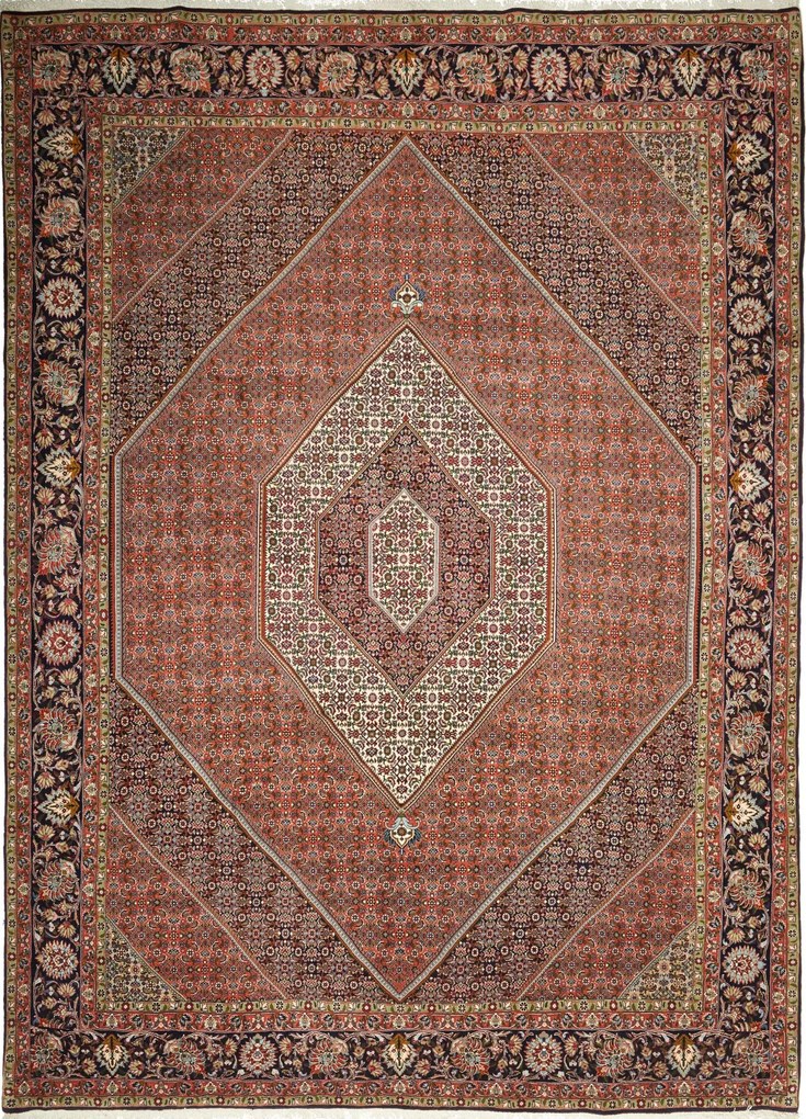 Bidjar Tappeto 350x260 Rosso (Iran) Annodato A Mano