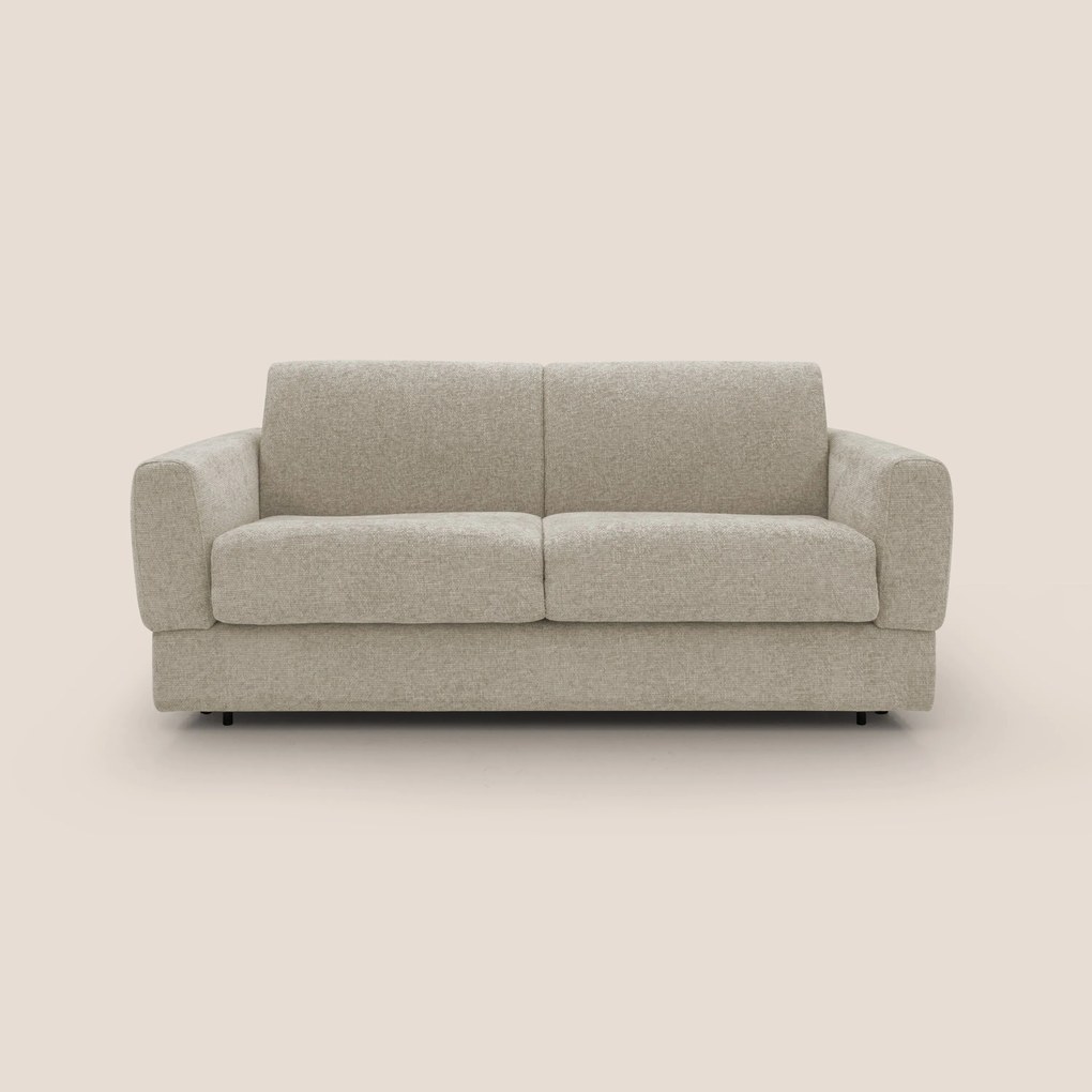 Happy Divano letto matrimoniale con materasso h18 cm in tessuto impermeabile T10 beige