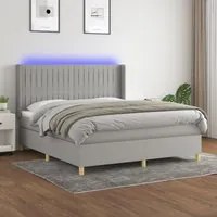 Letto a Molle Materasso e LED Grigio Chiaro 160x200 cm Tessuto 3139045