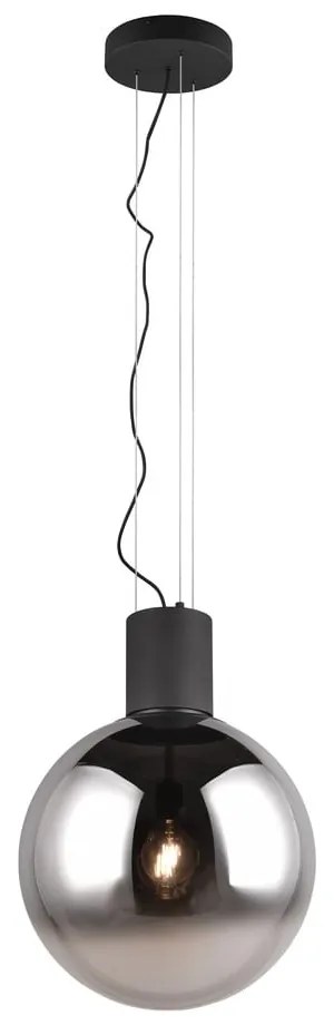 Apparecchio a sospensione LED nero con paralume in vetro ø 50 cm Cipallone - CINQUE