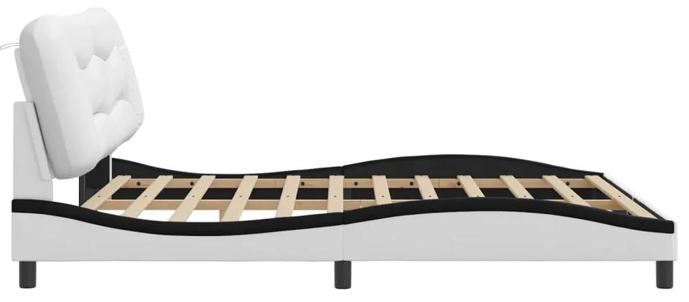 Giroletto con Luce LED Bianco e Nero 180x200 cm in Similpelle