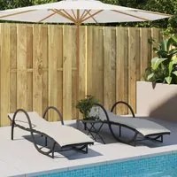 Lettini Prendisole 2 pz con Cuscini Neri in Polyrattan 3277307