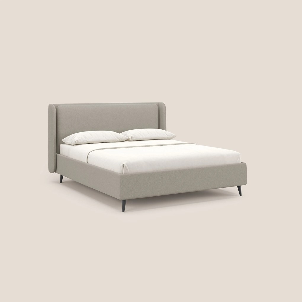 Nadine letto contenitore di design e comfort Italiano in tessuto impermeabile T19 panna