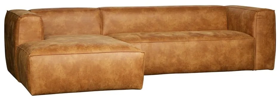 Divano angolare marrone in pelle riciclata, angolo sinistro Bean - WOOOD