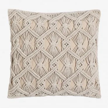 Cuscino Quadrato In Macramè (45x45 Cm) Istar Beige Crema - Sklum